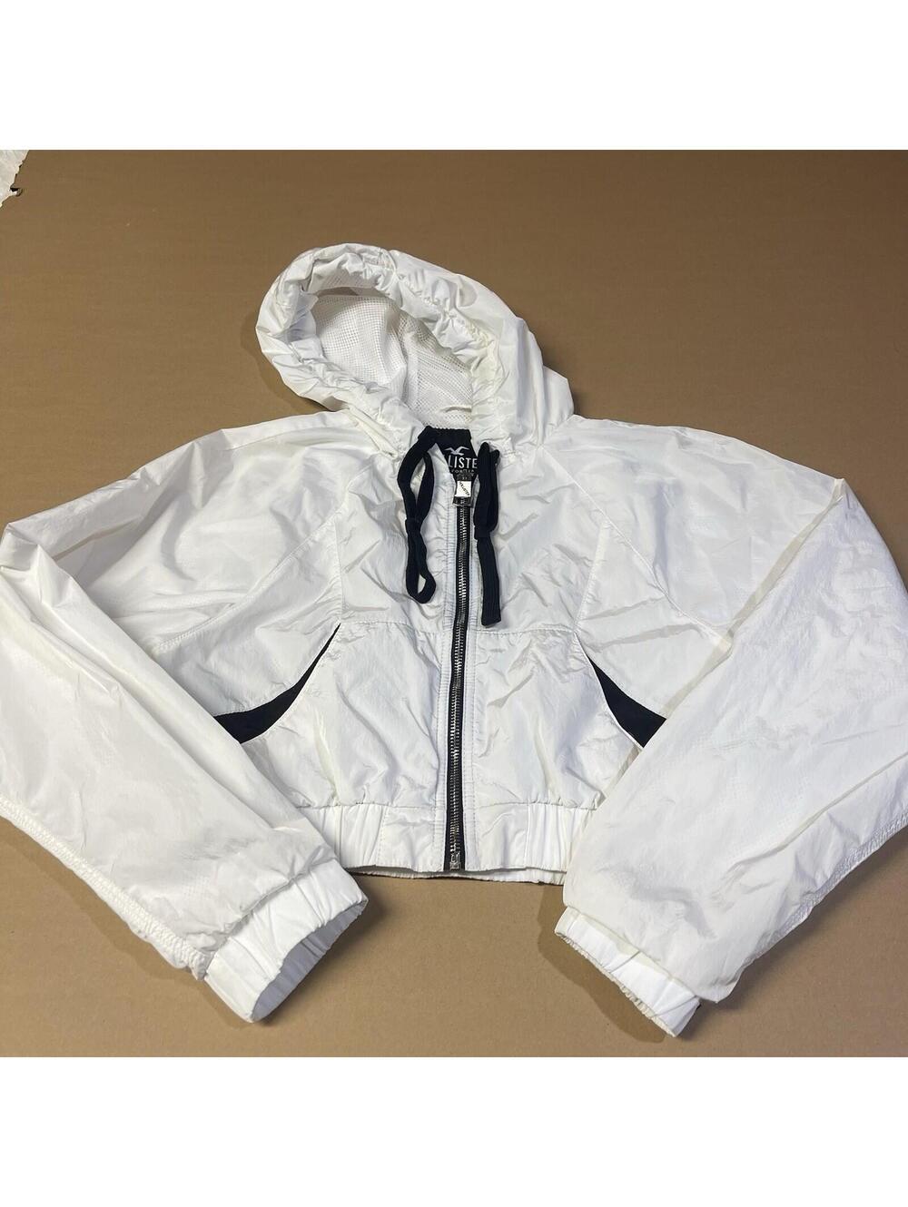 Hollister Y2K Cropped Windbreaker Hoodie Jacket Medium Streetwear Model Off Duty